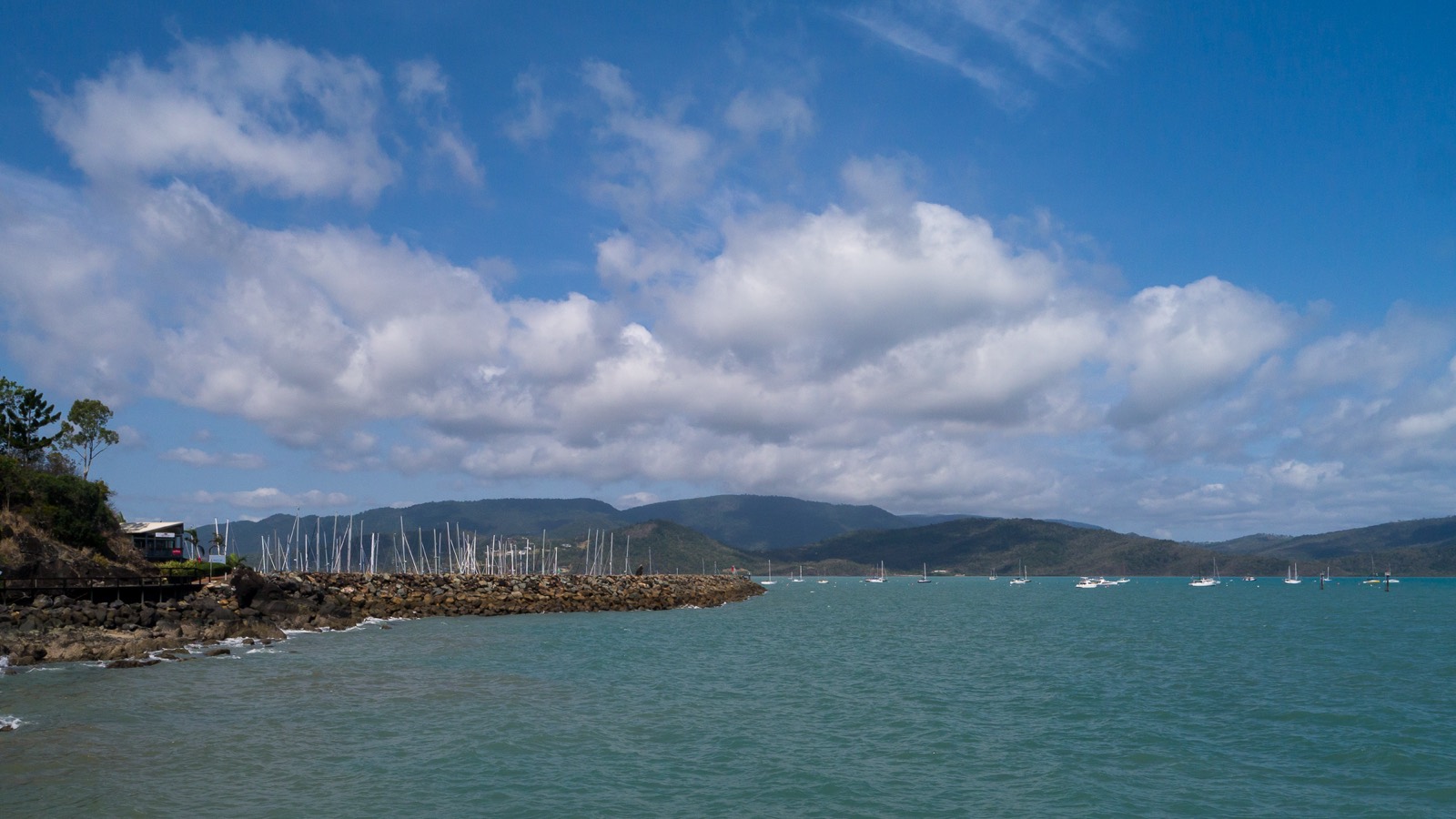 over the mooring field