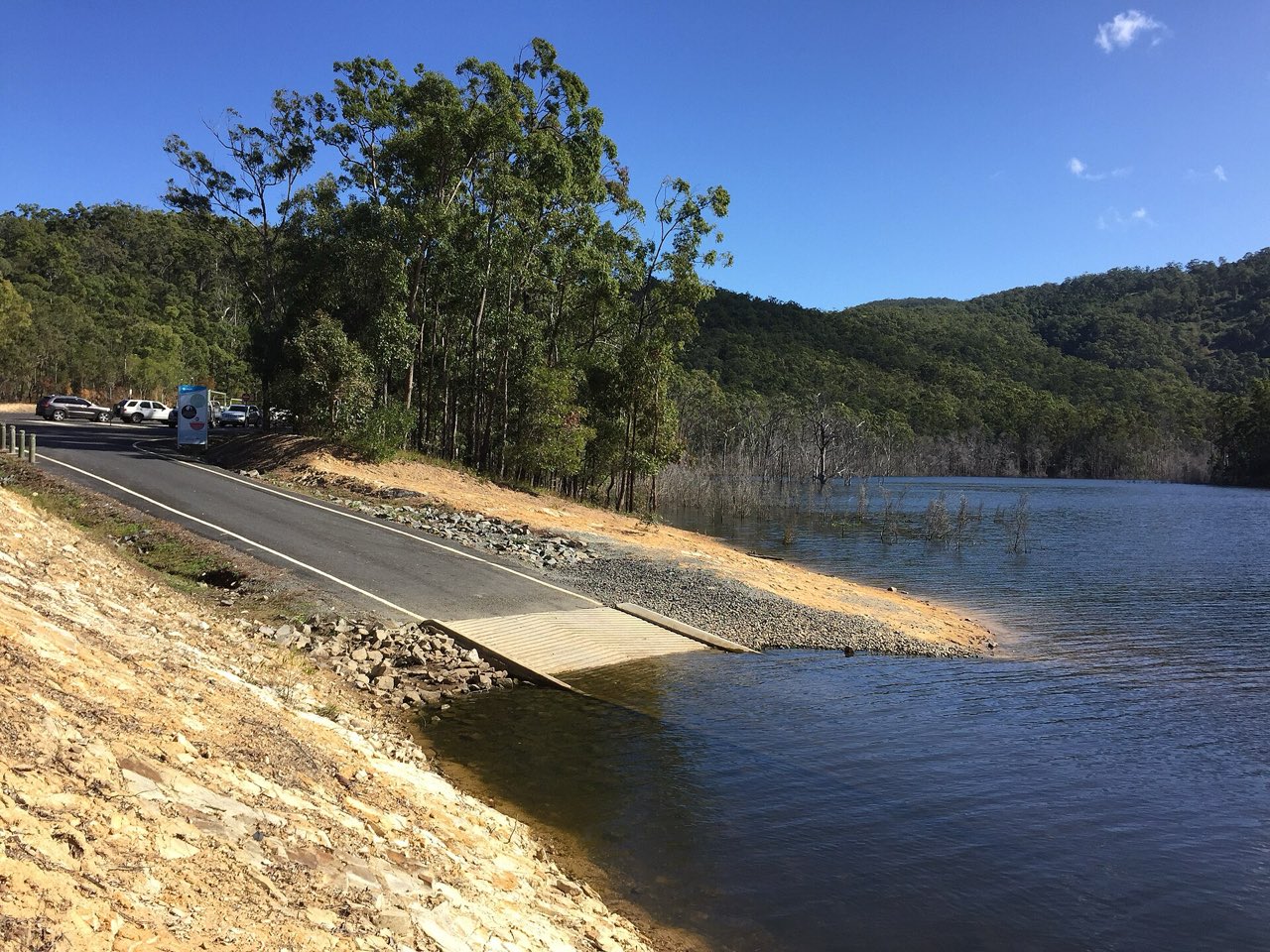 The western boat ramp into Advancetown Lake
